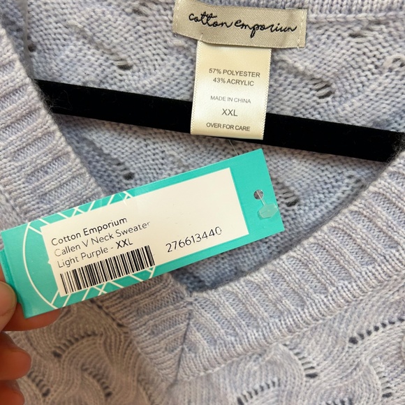NWT STITCH FIX Cotton Emporium Callen V Neck Light purple/periwinkle Sweater XXL - Picture 7 of 11